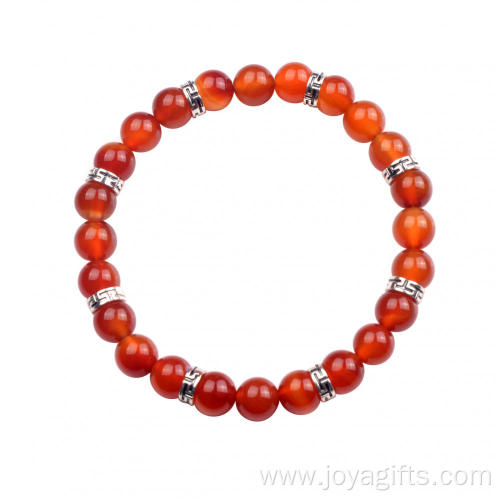 Natural Gemstone ​Carnelian 8MM 24 Round Beads Bracelet for Reiki Healing